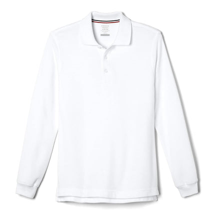 Camisa tipo polo de piqué de manga larga French Toast para uniforme escolar de niños y niñas, blanca, 14-16 Husky