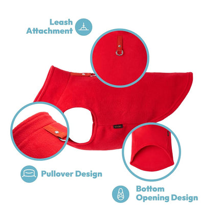 Gooby Fleece Vest, Red, X-Large