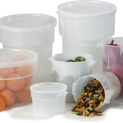 Carlisle FoodService Products Bain Marie Plastic Food Container Lid, Storage Container Lid, Round Lid with Stackable Design for Food Storage, 12 to 22 Quarts, Translucent, (Pack of 6)