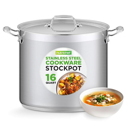 NutriChef-Stainless Steel Stock Pot 14L with Lid, 