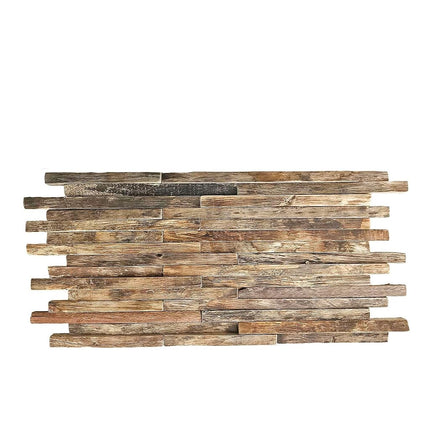 Ekena Millwork WPW24X12STMENA Stacked Boat Wood Mosaic Wall Tile, 23 3/4"W x 11 7/8"H x 3/4"P, Natural Finish