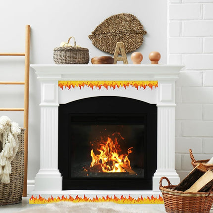 JarThenaAMCS 32.8Ft Fire Bulletin Board Border Red Orange Fire Die Cut Trim Border Roll for School Classroom Chalkboard Party Decoration