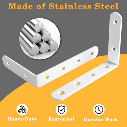 Alise 6x4 Inch Shelf Bracket Stainless Steel Brackets Heavy Duty Corner Brace Support Wall Hanging,4 Pcs Bright White Finish