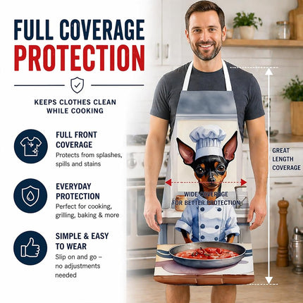 Caroline's Treasures Tablier de cuisine Miniature Pinscher "The Chef" pour homme et femme, unisexe, grande taille, multicolore