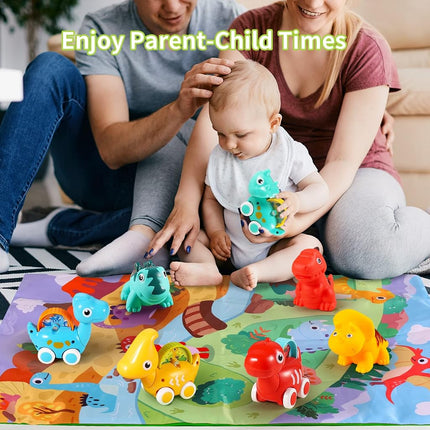 ALASOU Dinosaur Car Toys for 1 Year Old Boy Gifts with Playmat/Storage Bag