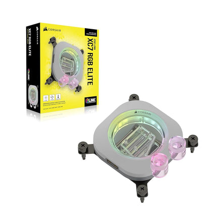 Corsair iCUE LINK XC7 RGB ELITE CPU Water Block - Transparent Flow Chamber - 24 RGB LEDs - Fits Intel® LGA 1700, AMD® AM5 and older - White
