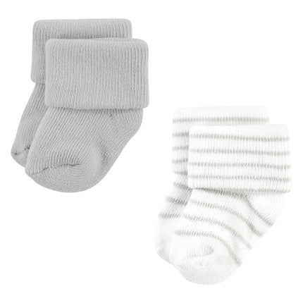 Hudson Baby Chaussettes nouveau-né et éponges riches en coton unisexe, rayures grises, 0-6 mois, paquet de 12 rayures grises, 0-6 mois
