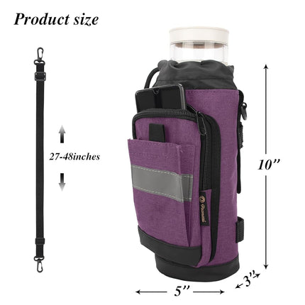 Crutch Bag Lightweight Crutch Accessories Storage Pouch with Reflective Strap and Front Zipper Pocket for Universal Crutch Bag to Keep Item Safety (Purple)