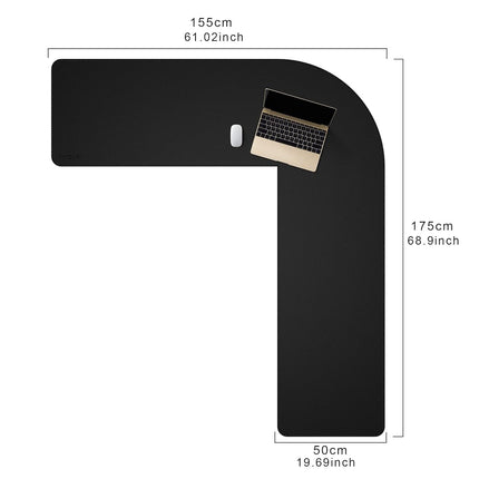 Mydours 57" x 57" x 20" L Shape Desk Pad Large Corner Mouse Pad (Black)