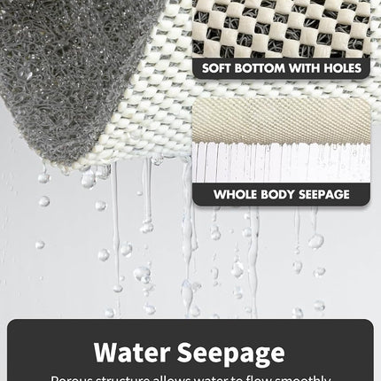 Non-Slip Bathtub Mat, 20 x 32 Inch Shower Mats for Bath Tub, PVC Loofah Bathroom Mats for Wet Areas, Quick Drying