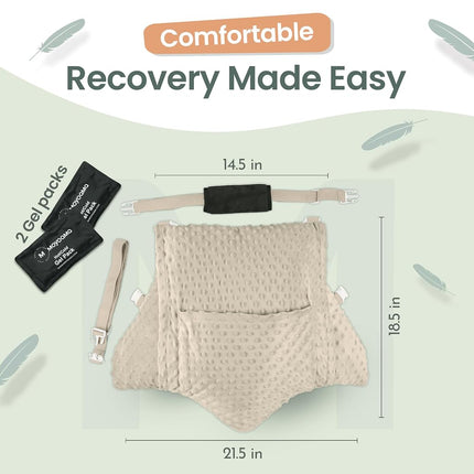 MOYOAMA 3 Pcs Hysterectomy Pillow Set - Incl 2 Gel Packs for Soothing Relief - Hysterectomy Recovery Must Haves After C Section,Post Surgery Pillow,Abdominal Surgery Recovery Pillow,Hysterectomy Gifts