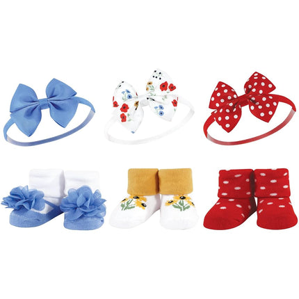 Hudson Baby Girl's Headband and Socks Giftset, Wildflower, One Size
