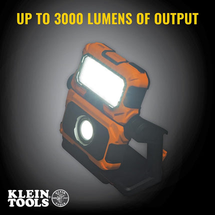 Klein Tools 56417 MODbox Rechargeable 3000-Lumen LED Work Light, Portable 2-in-1 Flood and Spot Light, 360-Degree Rotation, Compatible with MODbox Rail System