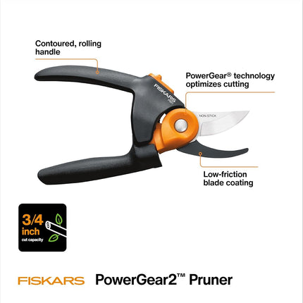 Fiskars 391041-1001 PowerGear2 Pruner, Steel
