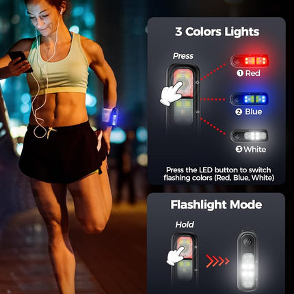 Personal Safety Alarm for Women, gliship Loud 130DB Siren self Defense Keychain with 3 Colors LED Strobe Safety Lights Rechargeable Taillight Clip On Alarm for Running Women Men Children Elderly