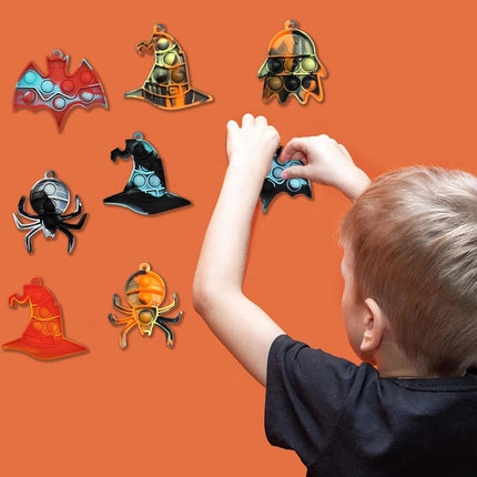 GooKit 36 Pack Halloween Mini Pop Push It Keychain Fidget Toys, Halloween Decorations Mini Pop Push It Bubble Fidget Sensory Toys, Halloween Stuffers, for Kids