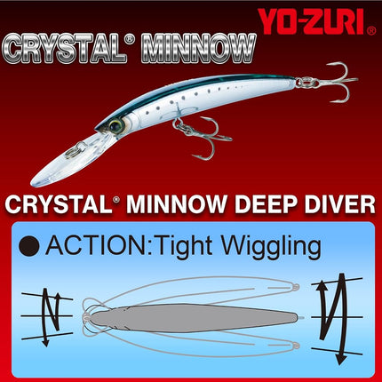 Yo-Zuri Crystal Minnow Deep Diver, Floating, 3-1/2 Inch, 90mm, Bone