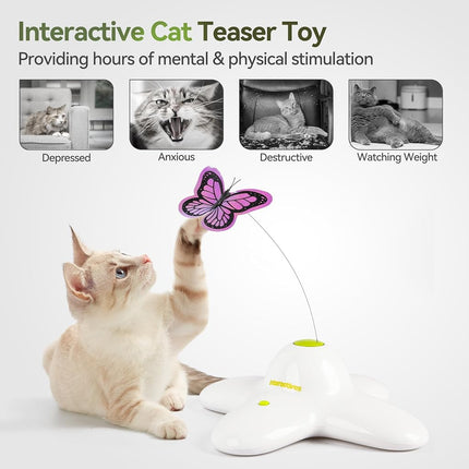 ALL FOR PAWS Interactive Cat Butterfly Toy with Two Replacement Flashing Butterflies Toy