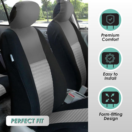 FH GROUP Car Seat Covers Front Set 3D Air Mesh - Universal Fit, Polyester, Airbag Compatible, Gray, Sedan, SUV, Van