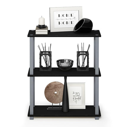 Furinno TURN-S-TUBE 3-Tier Tool-Free Corner Shelf, Black