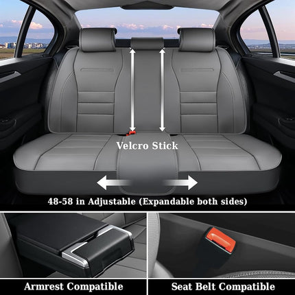 Coverado Front Seat Covers, Car Seat Cover, Gray Seat Covers for Cars, Car Seat Protector, 2PCS Waterproof Faux Leather Car Seat Cushion, Luxury Seat Cushions, Auto Seat Covers Fit for Most Vehicles