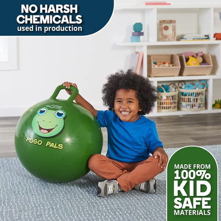 Flybar Hopper Ball for Kids, Inflatable Bouncy Ride-On Ball w/Handle for Indoor & Outdoor Active Play, Includes Pump, Jump Toy for Boys & Girls, Supports Up to 185 lbs, Ages 6+, 22-Inch, Medium