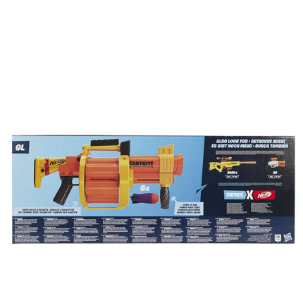 NERF Fortnite GL Rocket-Firing Blaster - 6-Rocket Drum, Pump-to-Fire - Includes 6 Official Rockets - for Youth, Teen, Adult