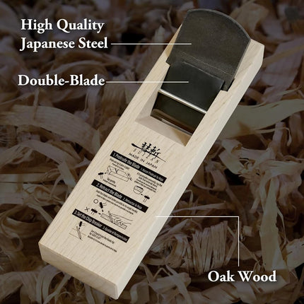 SUIZAN Kanna Japanese Wood Planer 60mm Double Blade - Hand Block Plane