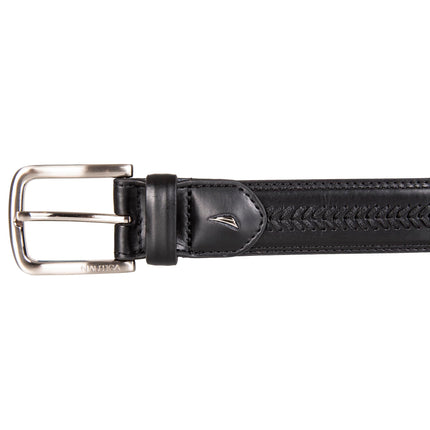 Nautica Mens Double Stitch Dress Leather Belt for Suits and Pants, Leather Laced - Black, 44"
