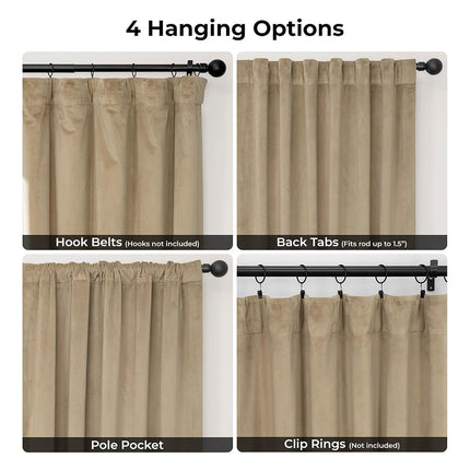 HPD Half Price Drapes Heritage Plush Velvet Curtains 108 Inches Long Room Darkening Curtains for Bedroom & Living Room 50W x 108L, (1 Panel), Museum Taupe