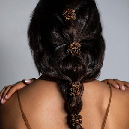 Slip Silk Hair Ties, Dark Brown Skinny Scrunchies, Set of 4 | Anti-Damage