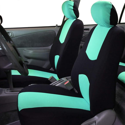 FH Group FB050115 + F14403 Flat Cloth Seat Covers (Mint) Full Set – Universal Fit for Cars Trucks & SUVs
