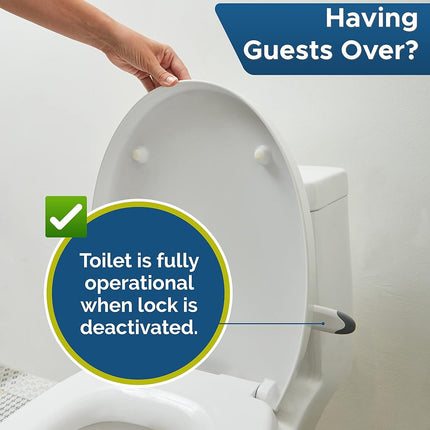 Baby Toilet Lock - Ideal Baby Proof Toilet Lid Lock with Arm - No Tools Needed Easy Installation with 3M Adhesive - Top Safety Toilet Seat Lock - Fits Most Toilets - White (2 Pack, White)