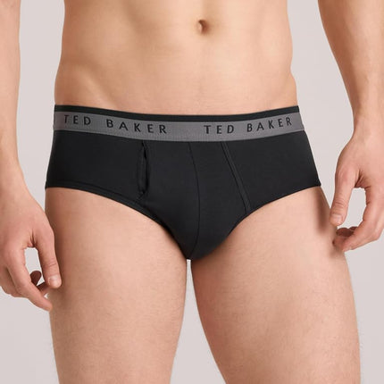 Ted Baker Men's Standard 4 Pack Cotton Stretch Briefs, Black Beauty/Grey Heather/Sky, Medium