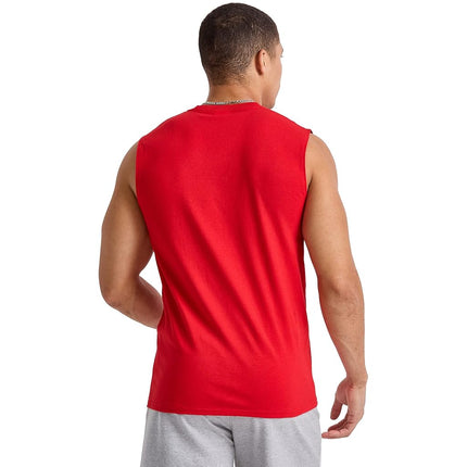 Hanes Men's Essentials Midweight T Pack, Cotton Muscle Tank Shirts, 3-Pack, Champion Scarlet, S