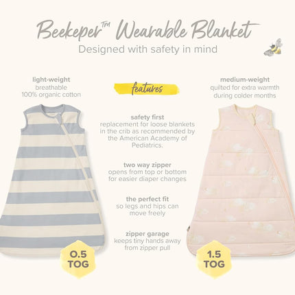 Burt's Bees Baby unisex-baby Beekeeper Wearable Blanket, Nightfall, X-Large