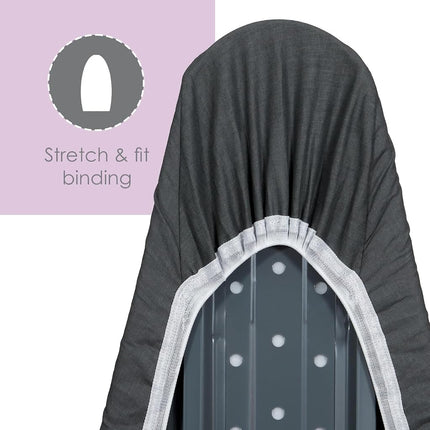Ironing Board Cover and Pad (Charcoal), 100% Cotton with Premium Polyester Padding by Seymour Home Products; Fits Full Size Board | Stain and Scorch Resistant; Elastic Edge | Laundry Accessories