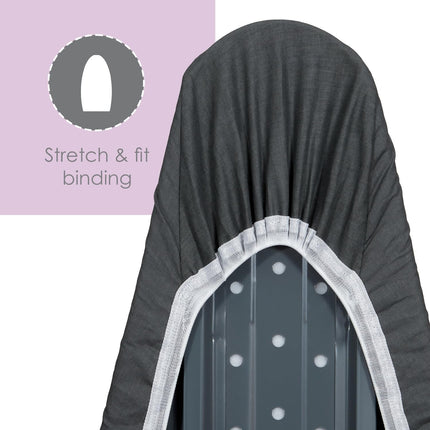 Ironing Board Cover and Pad (Charcoal), 100% Cotton with Premium Polyester Padding by Seymour Home Products; Fits Full Size Board | Stain and Scorch Resistant; Elastic Edge | Laundry Accessories