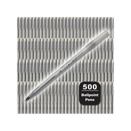 Bolígrafos BIC Round Stic Xtra Life, punto mediano (1.0mm), paquete de 500 bolígrafos a granel, el bolígrafo más vendido