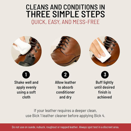 Bickmore Bick 4 Leather Conditioner 8 oz - Best Since 1882 - Cleaner & Conditioner - Restore Polish & Protect All Smooth Finished Leathers