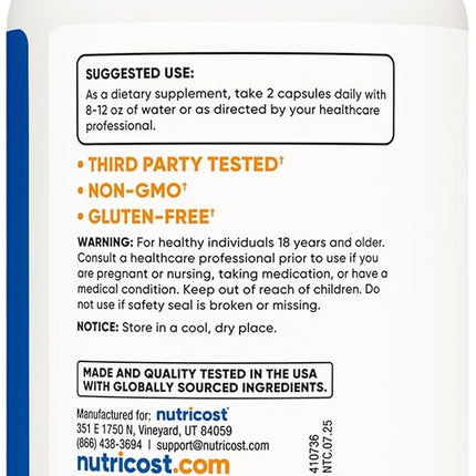 Nutricost L-Citrulline 500mg, 120 Capsules - Gluten Free, Non-GMO