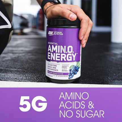 OPTIMUM NUTRITION Amino Energy, Watermelon, Low-Stim Pre Workout, 100mg Natural Caffeine, 5g BCAA's, 65 Serves, 585g