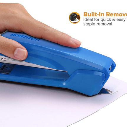 Bostitch Office Ascend 3 in 1 Stapler, 20 Sheet Capacity, Integrated Remover & Staple Storage, 420 Staples Included, Lightweight, Blue