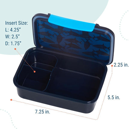 Wildkin Reusable Food Container for Boys and Girls- BPA-Free, Leak Resistant, Kid-Friendly with Removable Insert and Easy Open/Close Clasps, Airtight and Dishwasher Safe (Sharks)