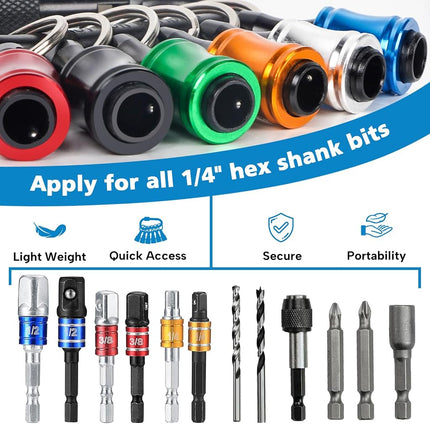 FACAINCXS Bit Holder 1/4 inch Hex Shank Screwdriver Bits Holder Extension Bar Keychain Screw Adapter Drill Change Hand-held Screwdrivers Drill Bits Holder Portable (A10)