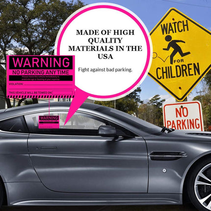 100 MESS Parking Violation Stickers Hard to Remove - Pink Tow Warnings - No Parking Stickers - Bad Parking Stickers - Super Sticky Warning Stickers for Towing Parked Cars 8x5 in, Pink