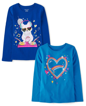 The Children's Place Girls' Cats Long Sleeve Graph