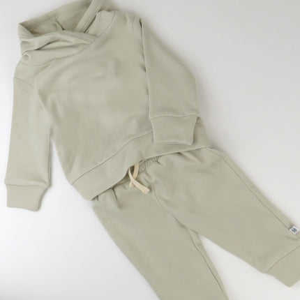 HonestBaby Light Weight Hoodie Sweatsuit Set 100% Organic Cotton for Toddler, Baby Boys, Girls, Khaki (2-pack), 12 Months