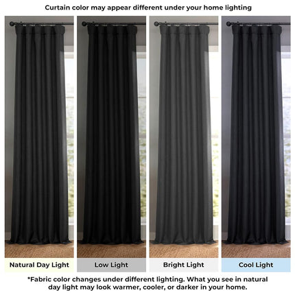 HPD Half Price Drapes Cortina extra ancha de lino que oscurece la habitación (1 panel) 100 x 96, BOCH-LN21333-96-DW, Negro esencial