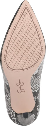 Jessica Simpson Women's Cambredge Pointed Toe Pump, Chrome Metallic Snake, 8